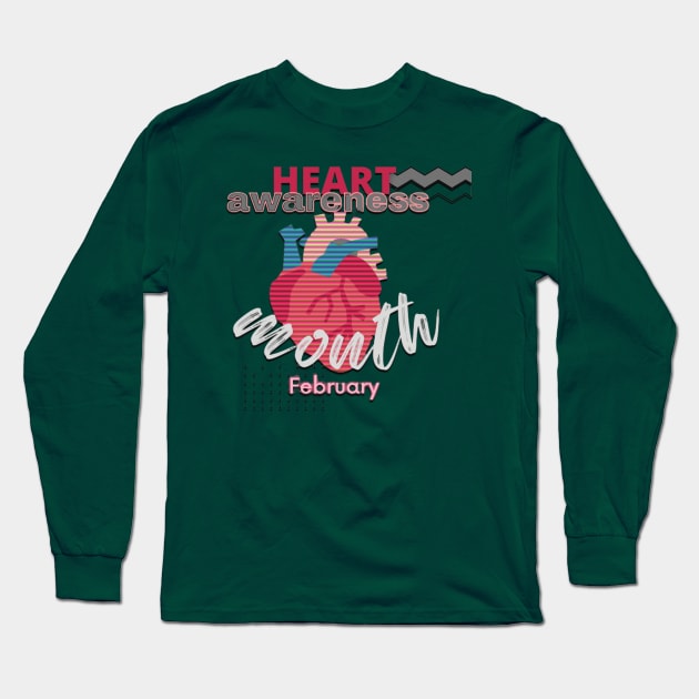 Heart disease awareness month Long Sleeve T-Shirt by TeeText